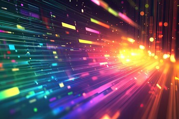 Obraz premium Colorful abstract light streaks on a dark background