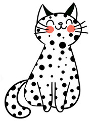 white cat dot smile