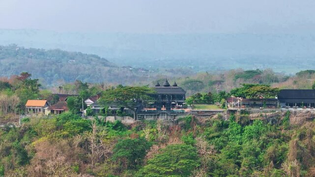 Aerial view of the Ratu Boko Palace in Yogyakarta, South Java, indonesia.