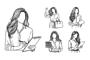 Elegant women illustrated in a minimalist black and white design