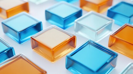 Abstract Glass Cubes on White Background