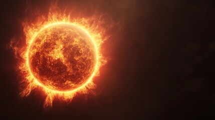Fototapeta premium A vibrant depiction of the sun against a dark background.