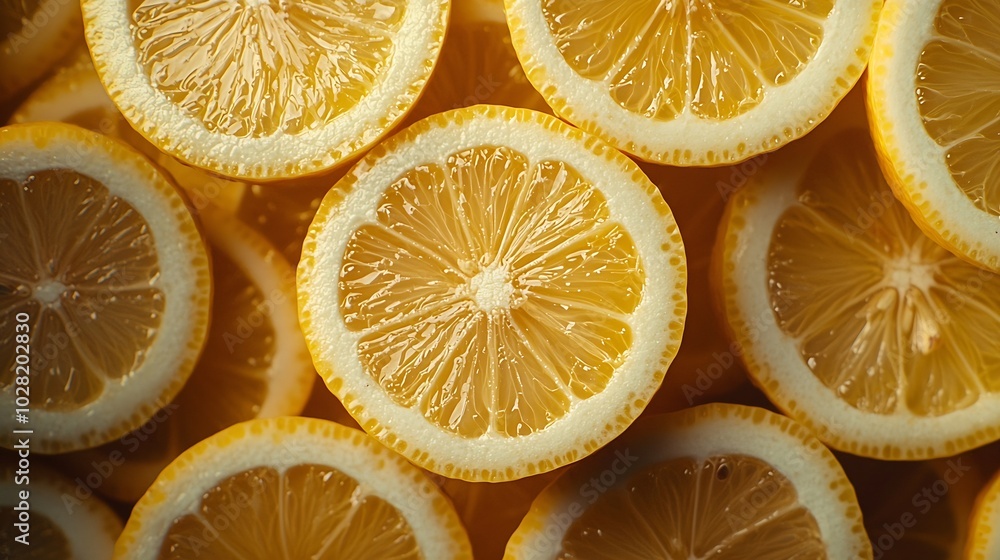 Aufkleber Fresh lemons pattern background Copy space Top view : Generative AI