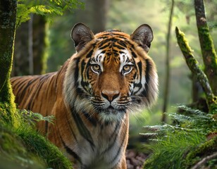 Fototapeta premium Close-Up Portrait of a Tiger in the Wild