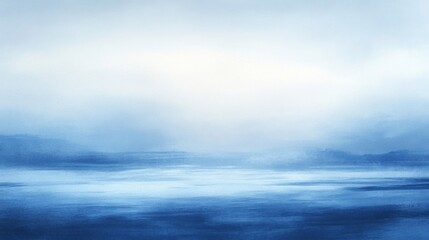 Obraz premium Abstract Blue Watercolor Landscape with Horizon