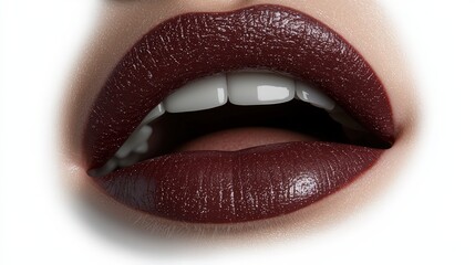 Obraz premium Close Up Of Red Lips With Glossy Finish Beauty Makeup Cosmetics Lips Lip Red Gloss