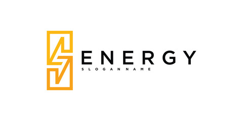 Energy logo, abstract letter S and lightning icon design. Premium Vector