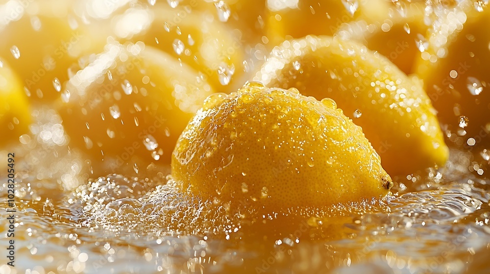 Poster fresh lemons background close up top view : generative ai