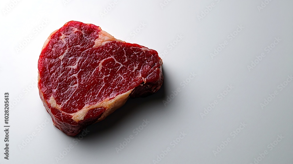 Poster fresh raw beef steak isolated on white top view copy space : generative ai