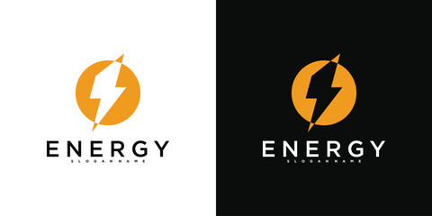 Bold lightning energy logo design template. Premium Vector