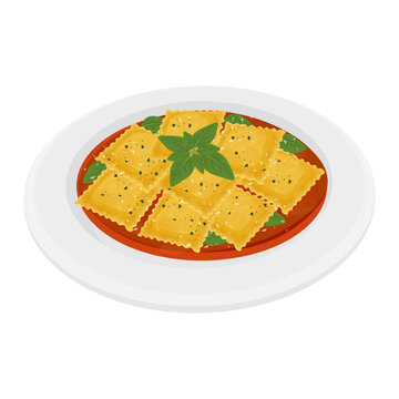 recommend clip art: Vector Illustration Logo Clipart Italian Pasta Ravioli with Tomato Sauce