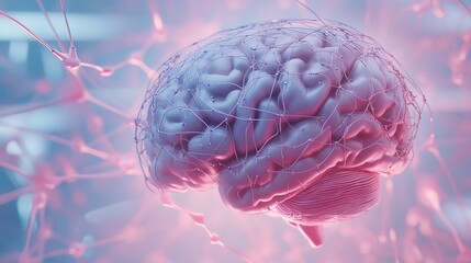 Obraz premium Close-up of human brain with intricate neural pathways, symbolizing cognitive biases and complex thought processes, ideal for educational or scientific presentations.