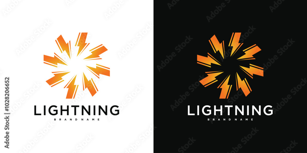 Canvas Prints Abstract sun logo design. lightning circle or energy. Premium Vector