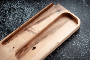 The sideboard is made of wood for serving snacks, fruits, nuts, cheeses, meats and original serving...