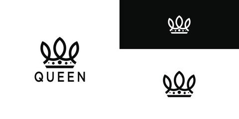 Royal Princess queen crown logo design. Premium Vector