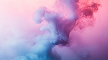 Fototapeta premium Abstract Swirls of Blue and Red Smoke Against a Pink Background