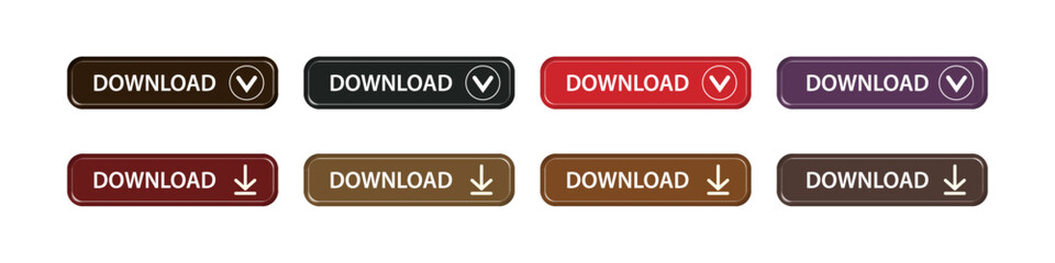 download button as vector element graphic of website or application illustration isolated on white background. set of downloads buttons for app and web graphics design