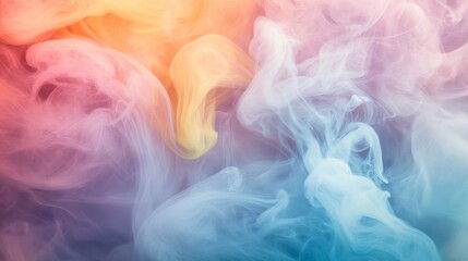 Fototapeta premium Abstract Swirling Smoke in Vibrant Hues of Blue, Pink, and Yellow