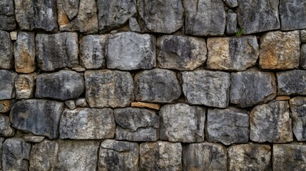 Obraz premium Close-up of a Stone Wall with Irregularly Shaped Stones