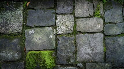 Fototapeta premium A Close-Up of a Stone Wall Covered in Moss