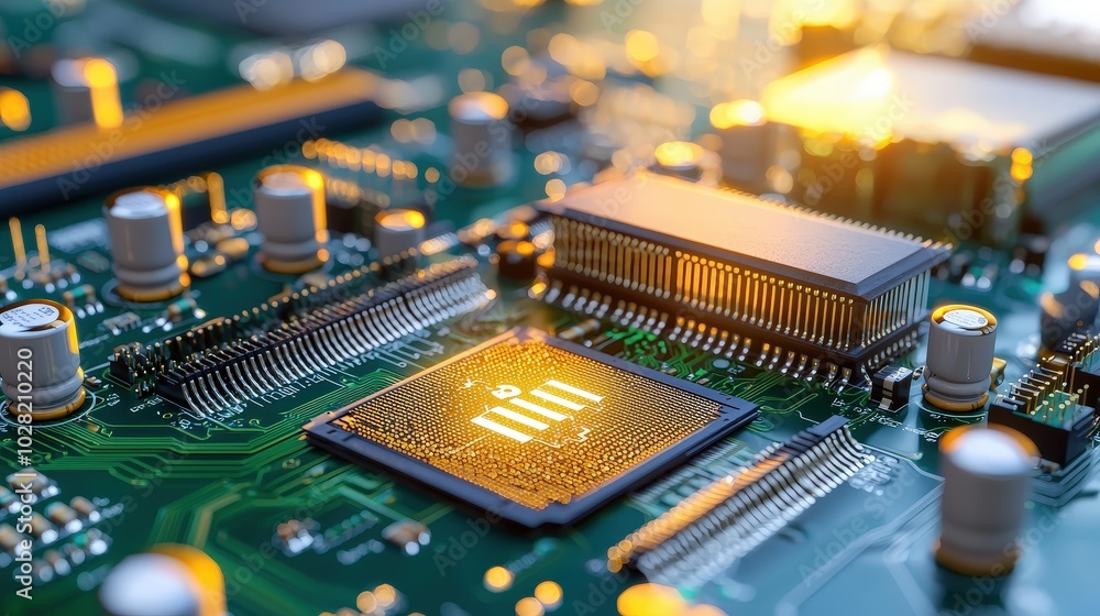 Poster cybersecurity concept motherboard with security authentication network and ai regulations