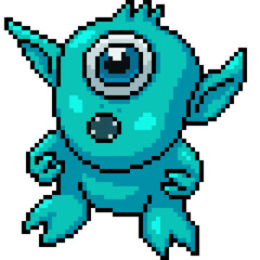 Fototapeta premium pixel art of baby cyclop monster