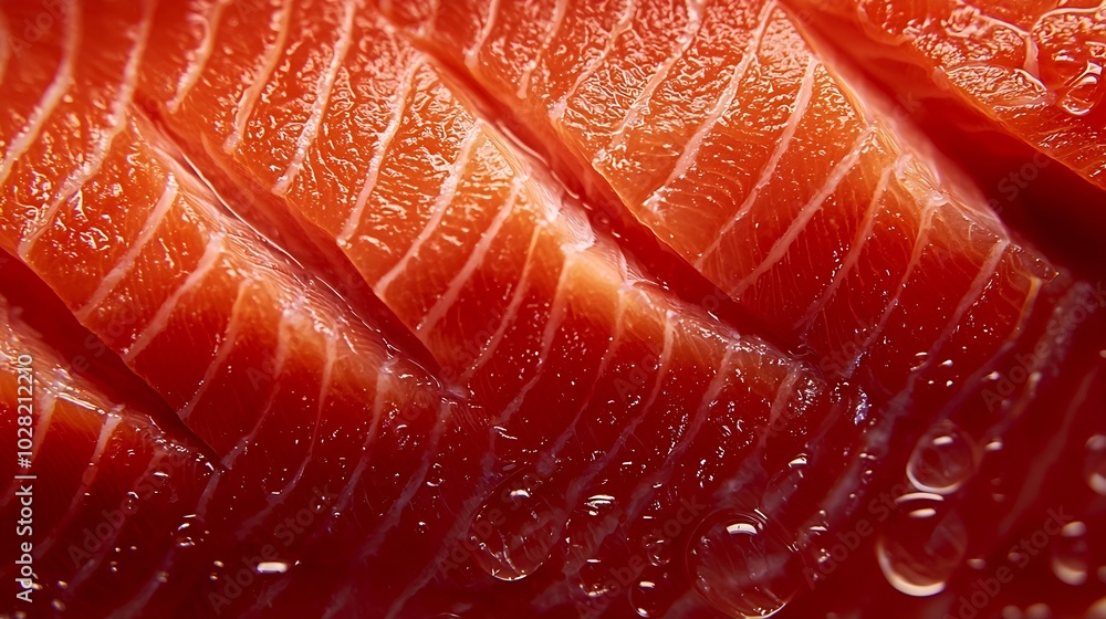 Poster salmon fish trout fillet texture copy space top view : generative ai