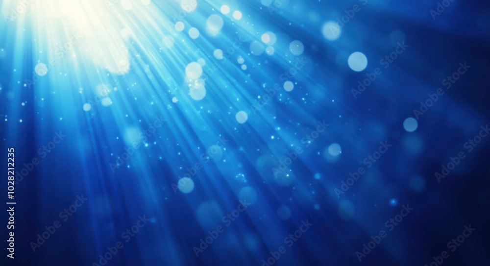 Aufkleber bright blue glowing light rays create serene atmosphere, with soft bokeh effects adding depth and tr