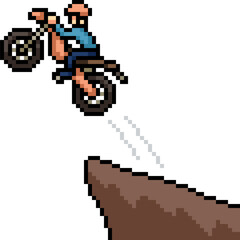 Fototapeta premium pixel art of motorcycle jump off cliff