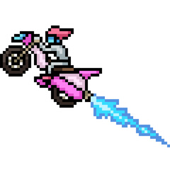 Obraz premium pixel art of motorcycle jet fly