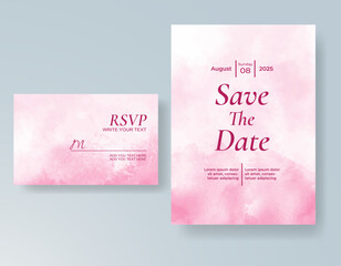 Wedding invitation with Abstract splashed watercolor background