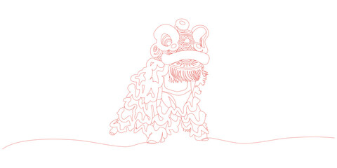 Chinese lion dance vector line art design, eps 2 © Art Ris