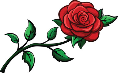 red rose vector isolated on white background 