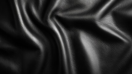 Fototapeta premium Black Leather Texture with Wrinkles and Creases