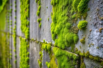 Obraz premium Textured stone wall close-up cool wallpaper of moss