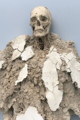 Decaying Skull and Bones Covered in Earth   Abstract Art Sculpture