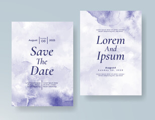 Wedding card invitation template with hand painted watercolor splash