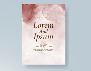 Wedding card invitation template with hand painted watercolor splash