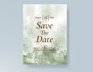 Wedding card invitation template with hand painted watercolor splash