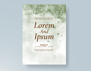 Wedding card invitation template with hand painted watercolor splash