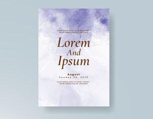 Wedding card invitation template with hand painted watercolor splash