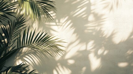 Palm Fronds Casting Shadows on a Light Wall
