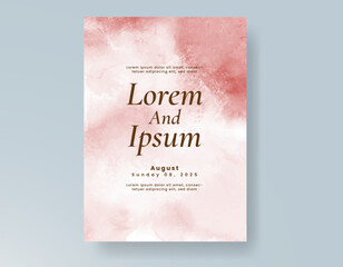Wedding card invitation template with hand painted watercolor splash