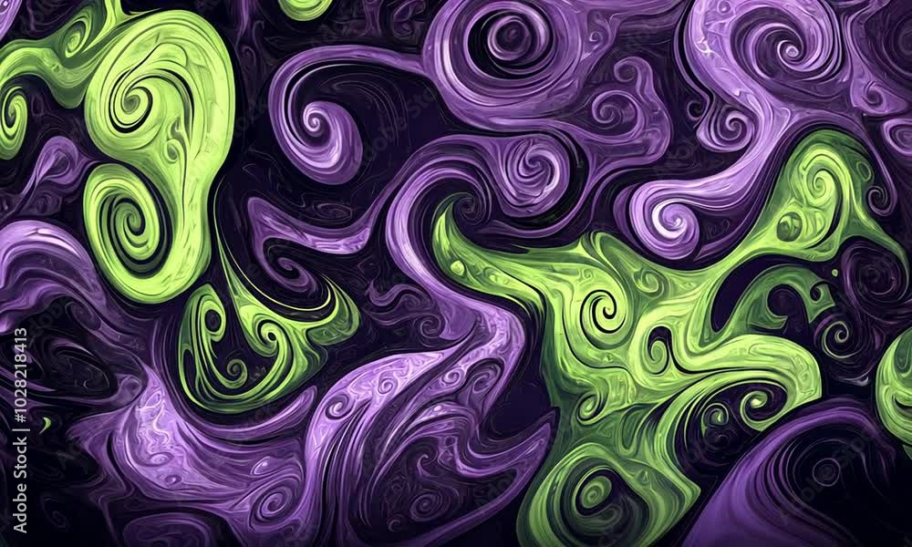 Aufkleber abstract swirling patterns in vibrant green and purple colors create a dynamic visual effect.
