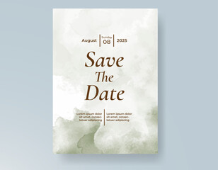 Wedding card invitation template with hand painted watercolor splash