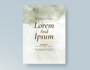 Wedding card invitation template with hand painted watercolor splash