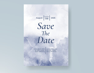 Wedding card invitation template with hand painted watercolor splash