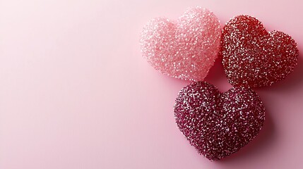 Obraz premium Sugar hearts frame on pink background Romantic St Valentines day concept Top view Copy space : Generative AI