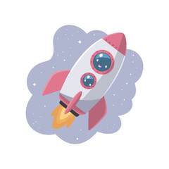 Cute minimalistic space shuttle colored