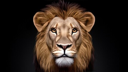 Naklejka premium Majestic Lion Portrait Close Up Wild Animal Powerful King of the Jungle Feline Wild